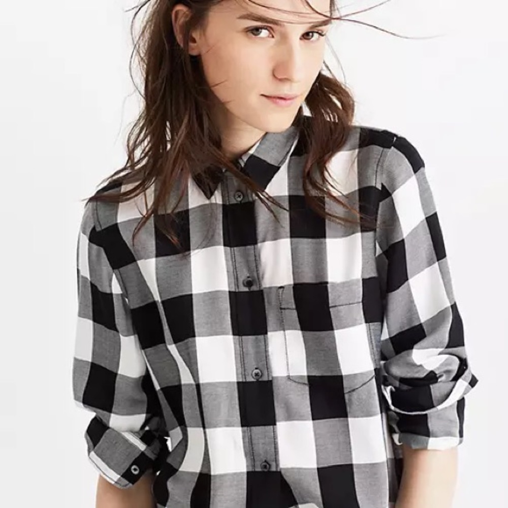 Madewell Black Plaid Button Up